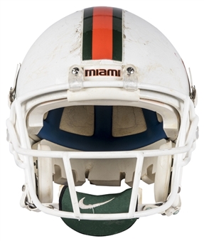 2002-2003 Kellen Winslow Jr Game Used University of Miami Helmet Used for National Championship Game (Equipment Manager LOA)